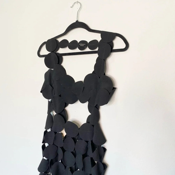 A.W.A.K.E. Mode Crepe Multi Circle Asymmetric Dress Black - Picture 9 of 16